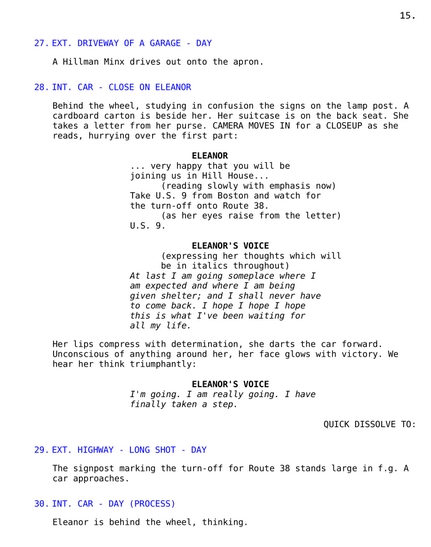 The Haunting, 1963, Screenplay, early version, page 15, restored
